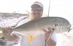 10 lb test mono and a shrimp grub produced this jack crevalle